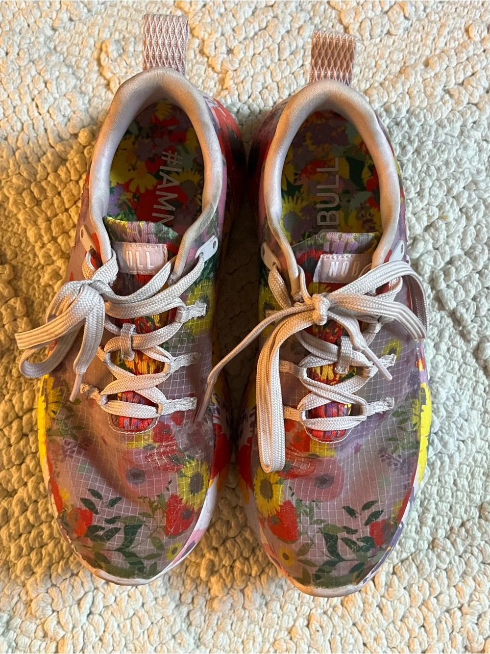 NOBULL Women's Floral Lace-Up Trainers in Pink, Red, Yellow
